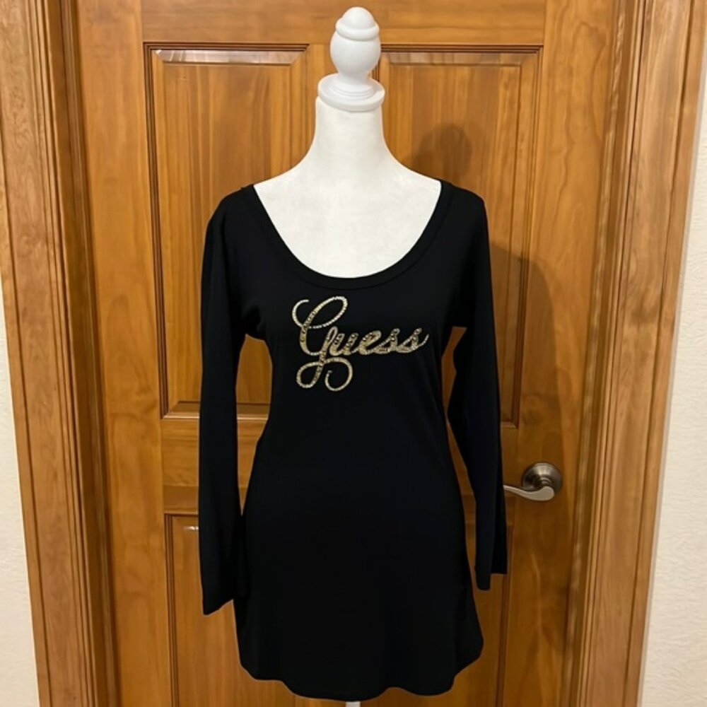 Guess Black Tunic w/ Gold Guess Logo Size XL